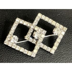 Vintage WEISS Rhinestone Brooch Art Deco Revival Silver Tone Mid Century Jewelry